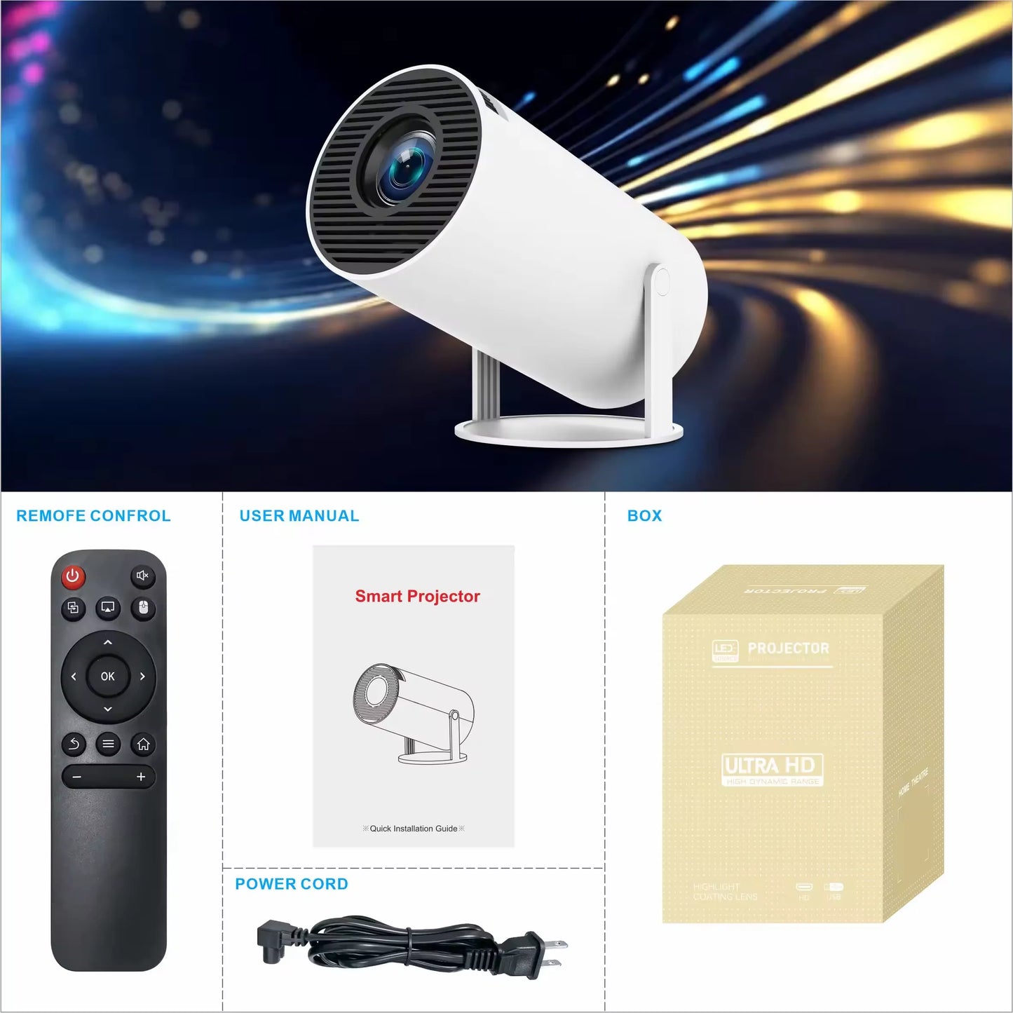 2025 Android Wifi Projector HY300 Portable Android 11 Smart Projector Proyector Mini Home Theater