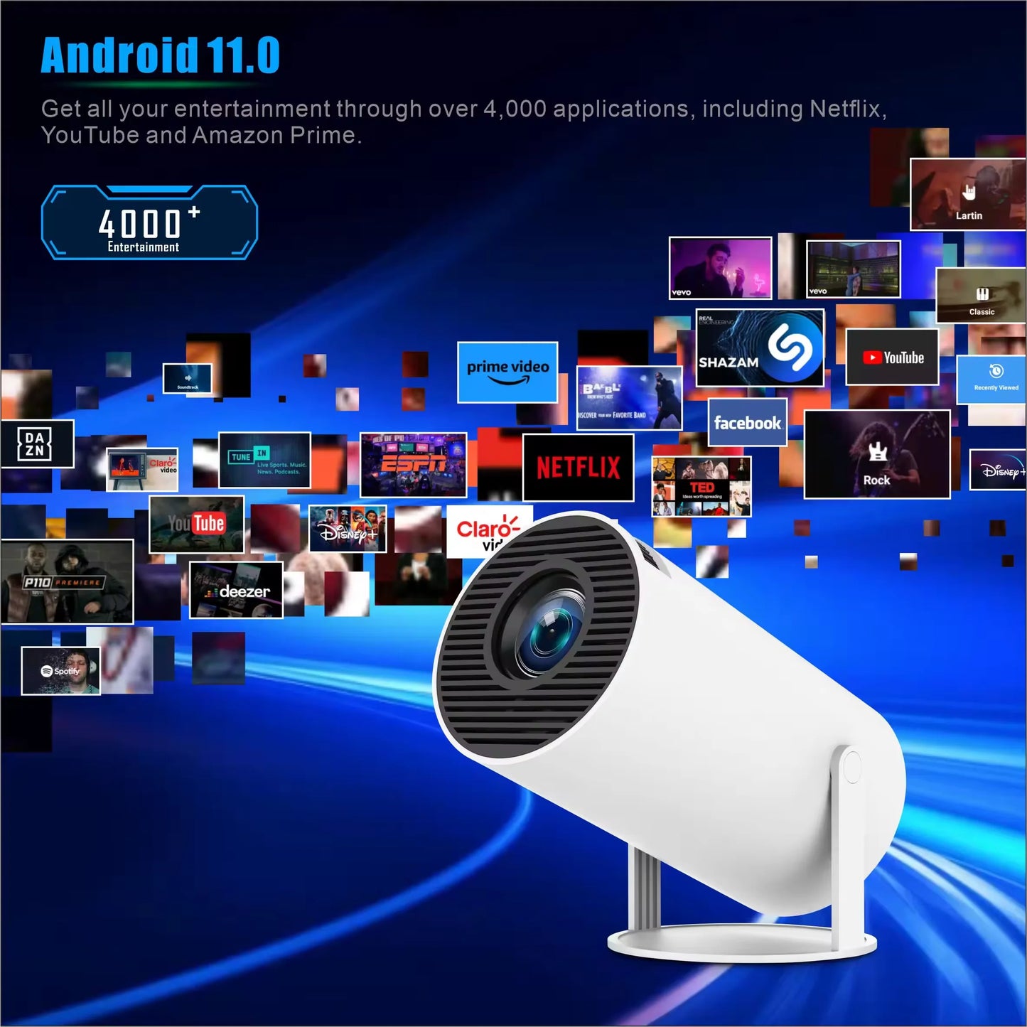 2025 Android Wifi Projector HY300 Portable Android 11 Smart Projector Proyector Mini Home Theater